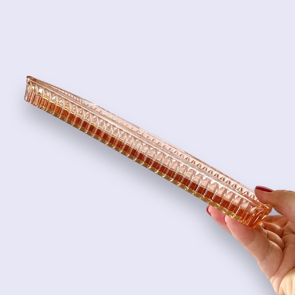 Peach Ballad Vintage Cranberry Tray w/ Server Pink Glass Oneida 8.5” - Picture 7 of 10